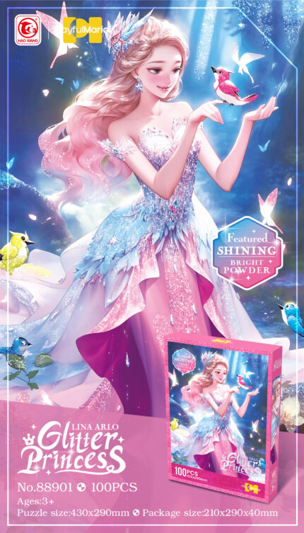 Puzzle svetlucave – princeza sa ptičicom – 100 delova